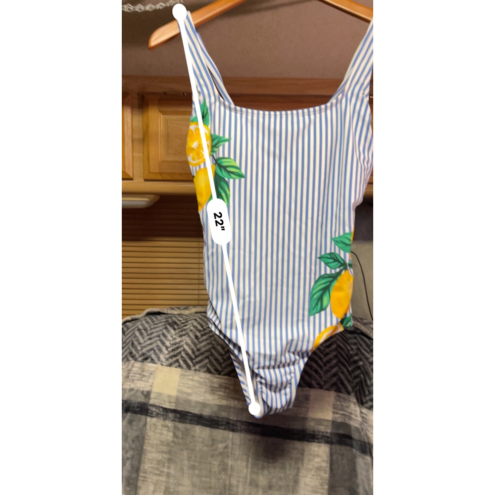 Kona Sol Lemon Stripe Tie Back One Piece Swimsuit Bathing Suit Size L - Picture 8 of 8
